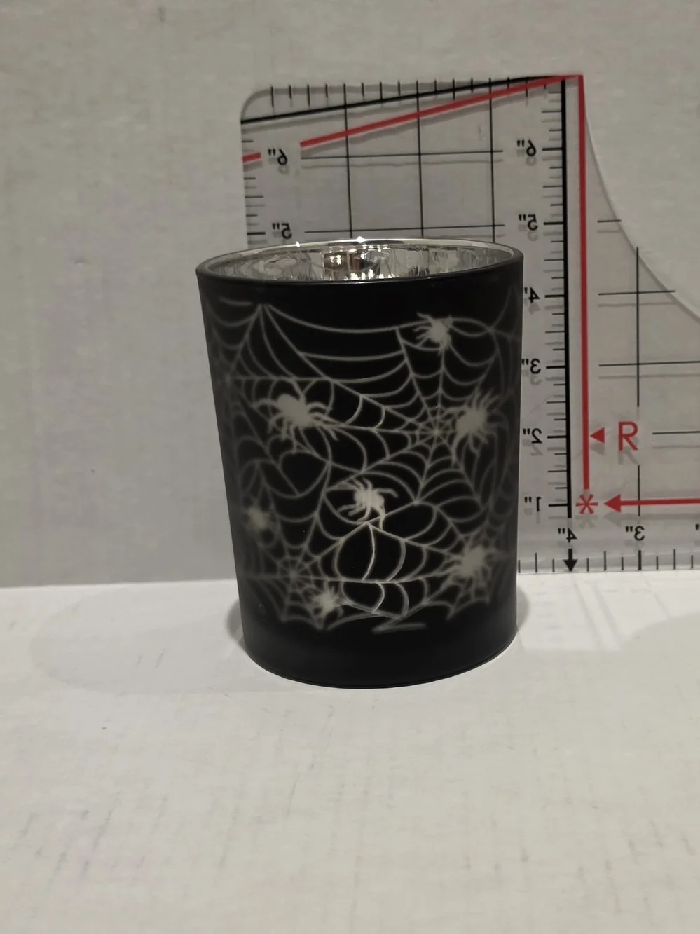 Spiderweb Glass Votive Candle Holder - Black -